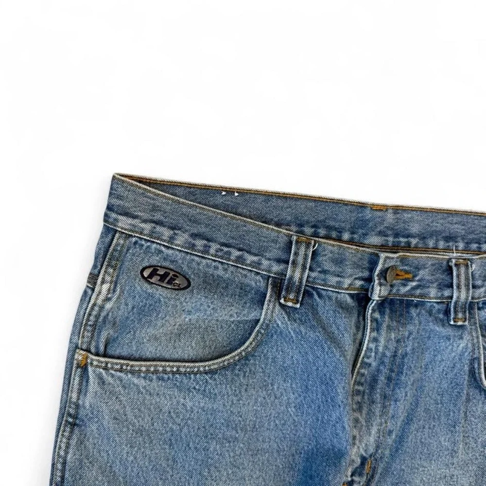 Vintage Hi Cut Line Baggy Wide Leg Carpenter Jeans Mens Size 38x32 Skater Grunge